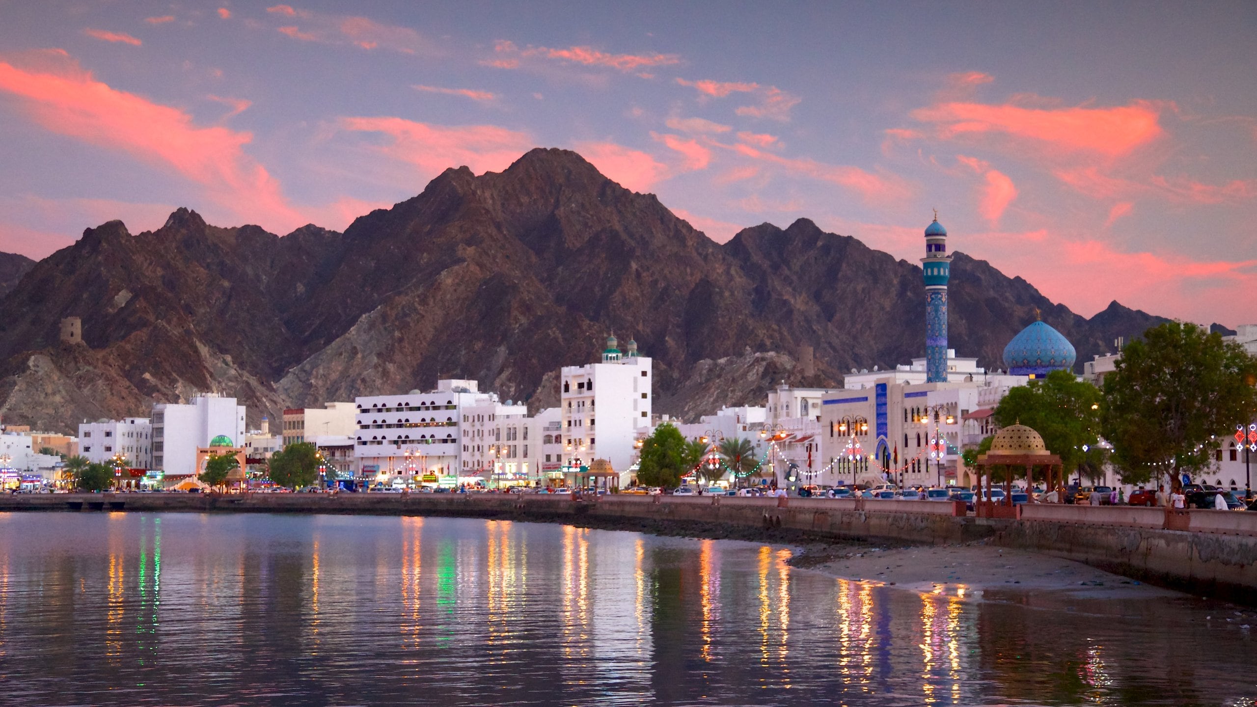 View of Muscat city with mountains and sea